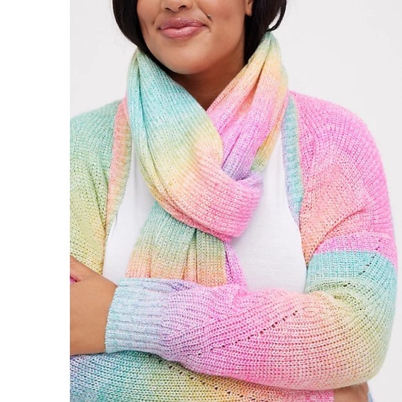 TORRID FRINGE SCARF - SPACE DYE RAINBOW - Picture 2 of 3